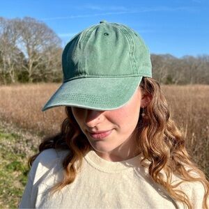 ETHOS KB Trading Baseball Cap Washed Green Adjustable Strapback Classic Dad Hat